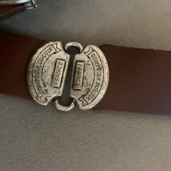 Cuir Veritable Leather Belt Handmade France Sz 36 - Picture 2 of 4